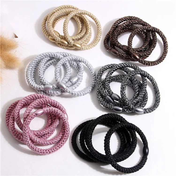 10 Pcs/set Thick Glitter Elastic Hair Rubber Bands Hair Ties Ropes Rings for Women Girls Ponytail Hair Holder Hair Accessories