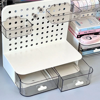 Desktop Perforated Board Storage Box With Drawer Stationery Organizer Sorting Rack Dormitory Office Pen Holder For Students Gift