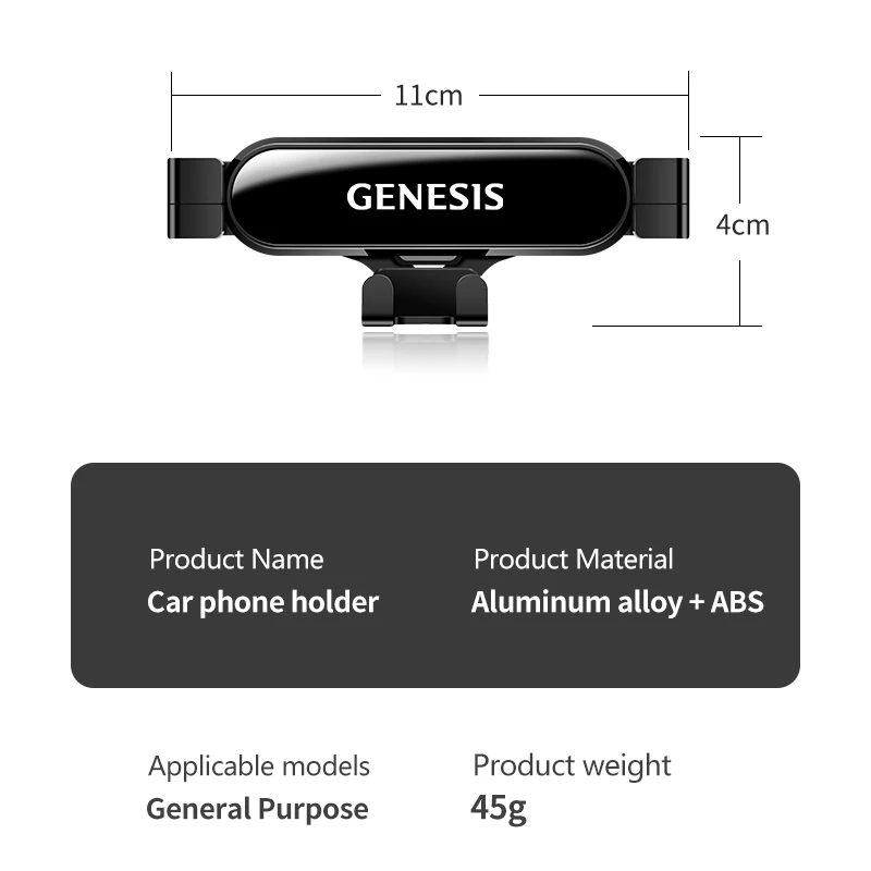 حامل هاتف السيارة المعدنية الجاذبية حامل هاتف تنفيس الهواء حامل السيارة حامل ل جينيسيس كوبيه G70 G80 G90 GV60 GV70 GV80 EV BH GV90 #6