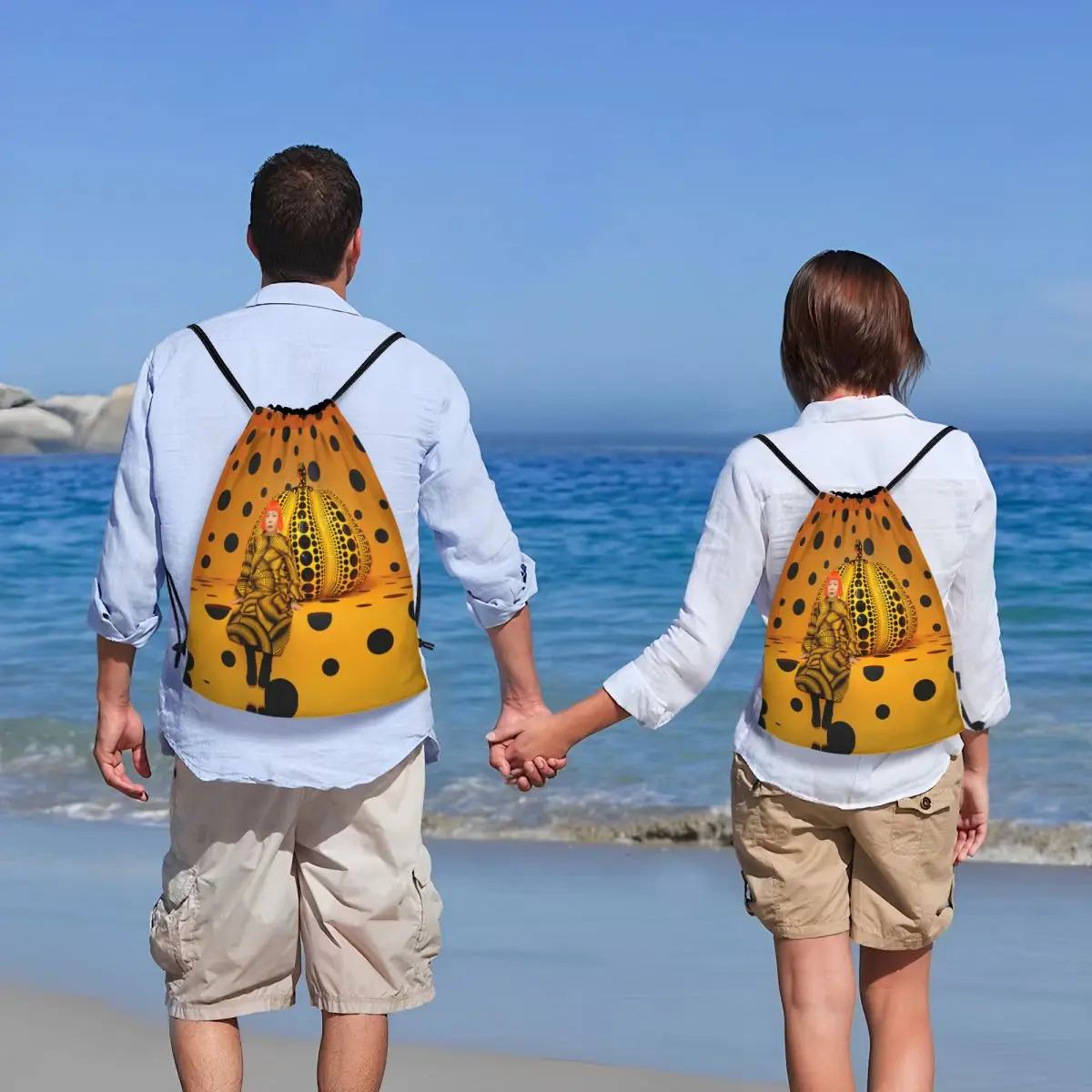 Yayoi Kusama Pumkin-mochila con cordón para hombre y mujer, saco de deporte para gimnasio, bolsa de compras de Arte Abstracto portátil