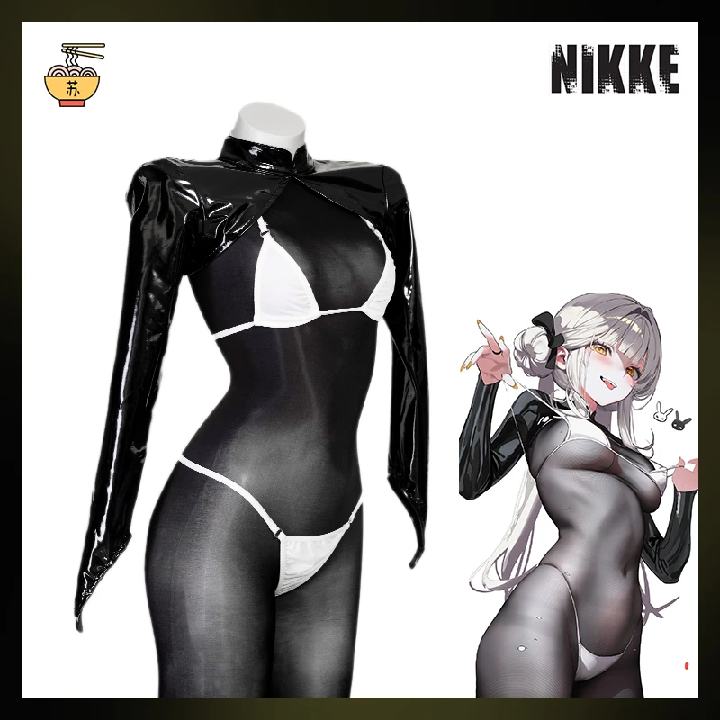 

Игра NIKKE The Goddess of Victory Blanc, костюм для косплея, белый кролик, униформа для девочек, комплект бикини, кожаное сексуальное женское белье, сетчатый комбинезон