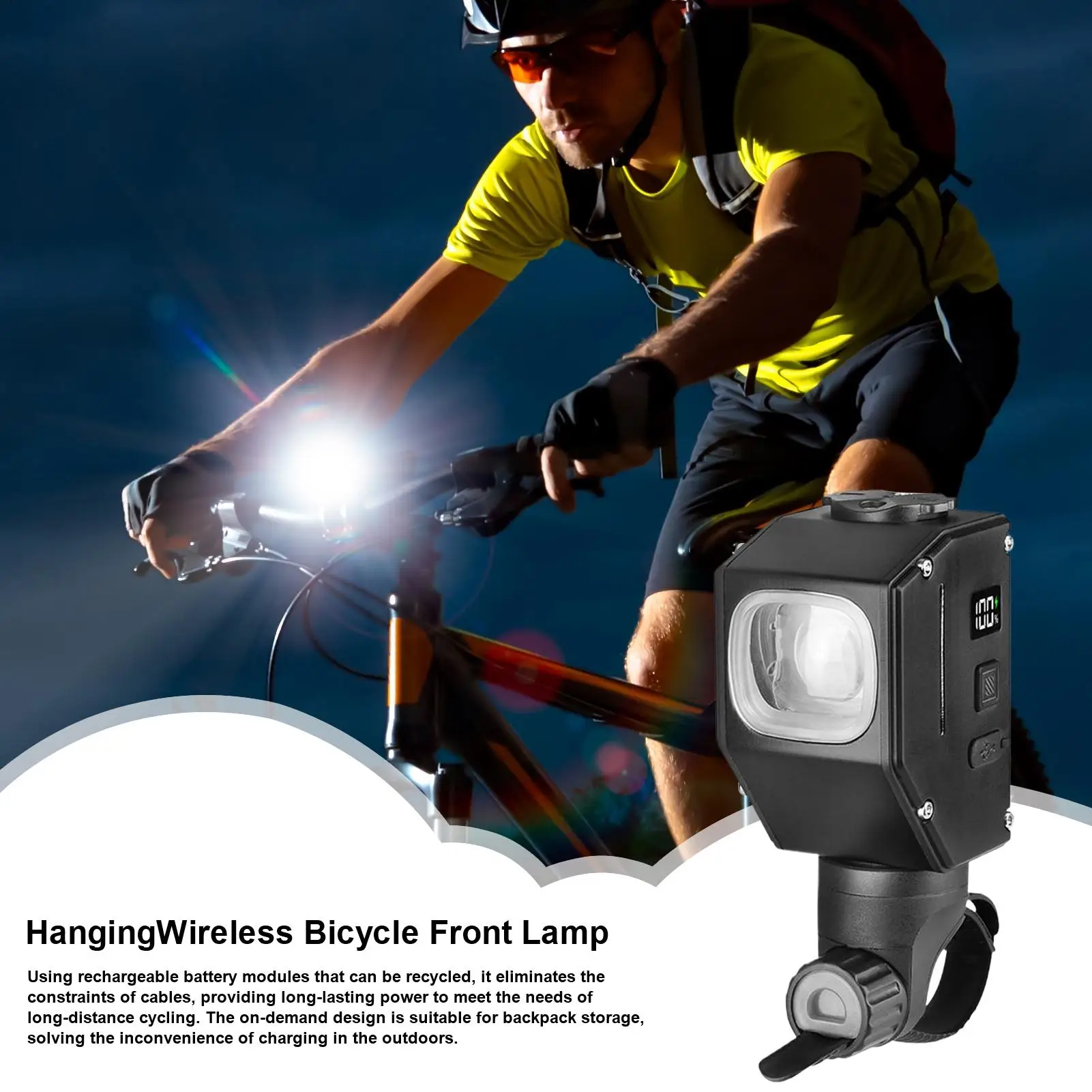 

Front Bike Light Wireless Cycling Light 2000 Lumen Waterproof Hanging Bicycle Headlight High Bright Flashlight