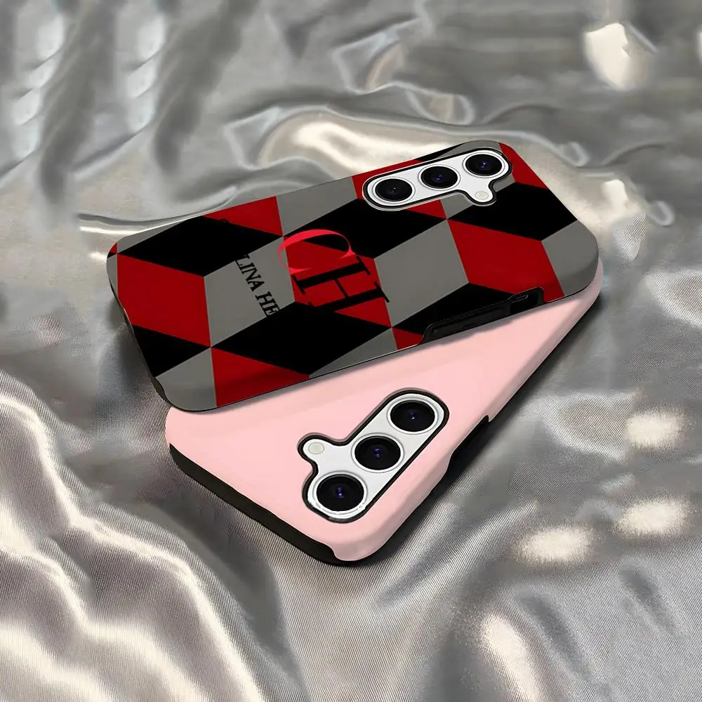 C-carolina moda h-herrera capa de telefone para samsung s25 ultra s21 s22 s23 fe s24 plus a56 a36 a16 brilhante 2 em 1 capa
