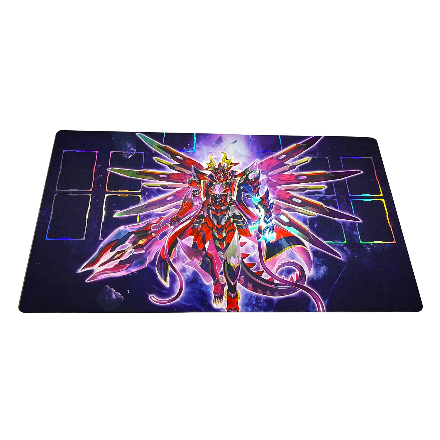 Yu-Gi-Oh Blue-Eyes Chaos MAX Dragon Foil Holographic Shinny Holo Custom Playmat  Rainbow CCG Mat Link Zone Playmat +Free Bag