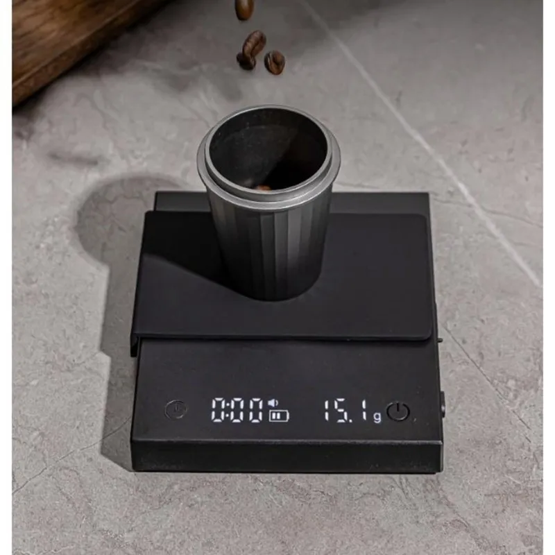 ABFU-Coffee Scale 0.1G Precision USB Rechargeable Drip Espresso Scale With Timer LCD Compact Black