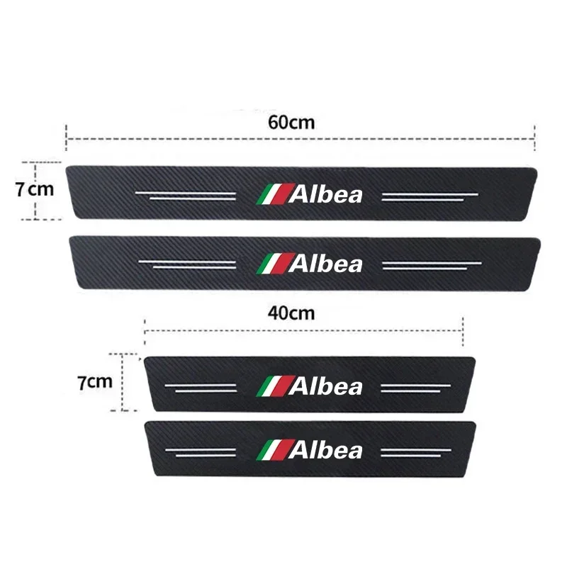 Carbon Fiber for Fiat Albea Logo Car Threshold Strip Waterproof Protect Film Trunk Door Sill Anti Kick Sticker Auto Interior