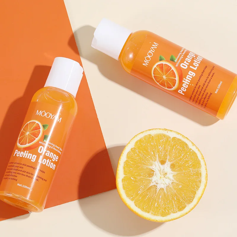 Neue orange Peeling Lotion Öl Aufhellung Peeling dunkle Haut Körper starkes Peeling Öl Haut Peeling Produkt