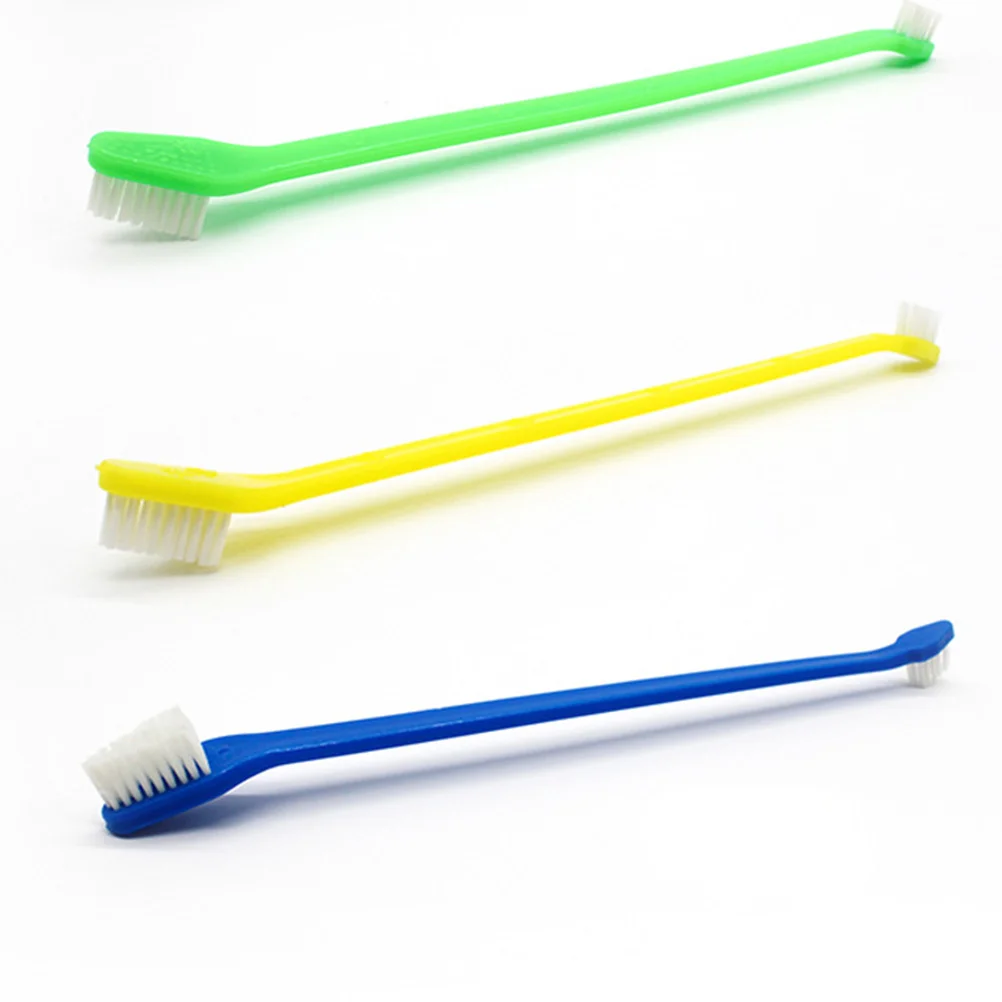 

2pcs Clean Teeth Dual End Brush Pet Dog Toothbrush Grooming Tool Dental Care (Random Color) pet toothbrush