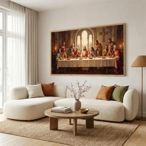 Last Supper Canvas Wall Art Jesus Apostles Christian Painting Religious Canvas Painting Living Room Dining Room Decor Cuadros