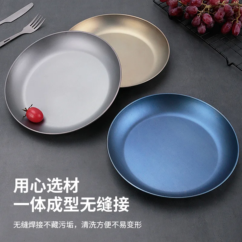 Wholesale Outdoor Pure Titanium Dinner Plate Small Plate Affordable Luxury Style Fruit round Tray Household Good-looking Japanes