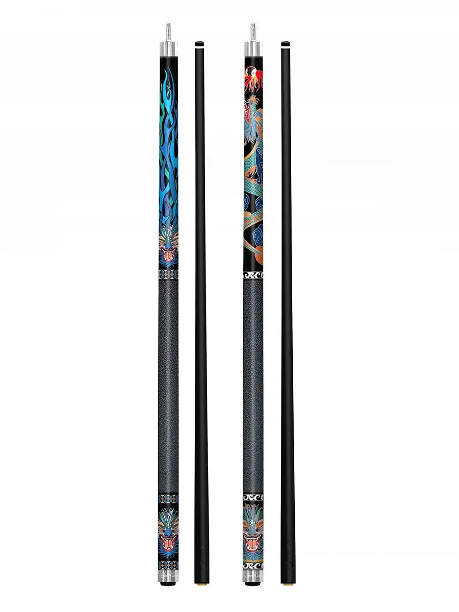 

High-end Handmade VanQS 1/2-pc Carbon Fiber 12.5mm Tip Classic Dragon Style Billiard Pool Cue with Joint Protector Leather Wrap
