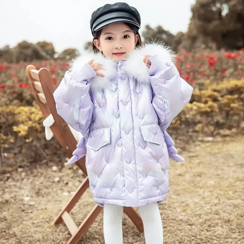 2024 Winter down jacket for girls coat fashion unicorn shiny waterproof children's outerwear 3-10 years teen kids parka snowsuit