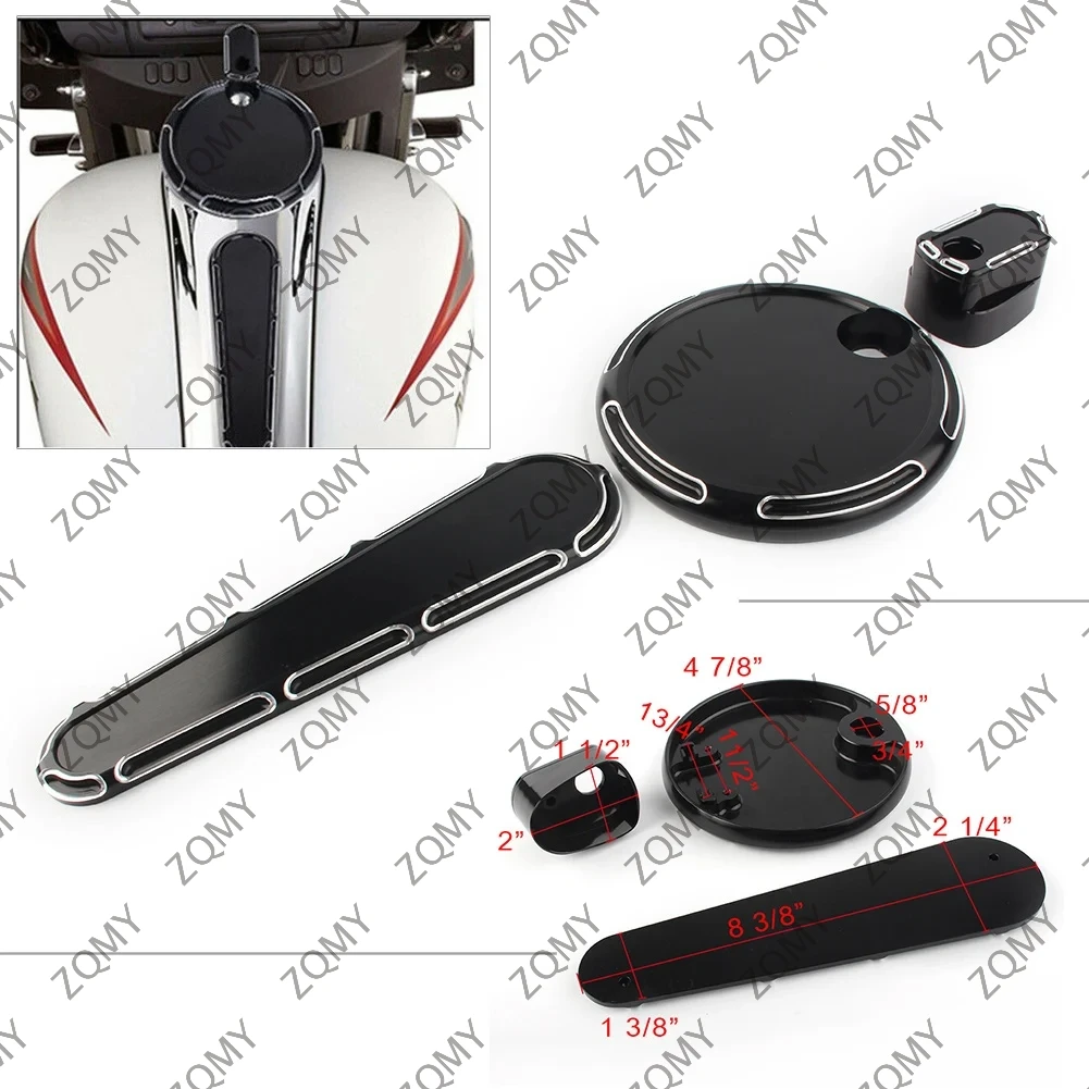 

3pcs Motorbike Gas Fuel Tank Door Dash Track Insert Ignition Cap Cover For Harley Touring FLHX FLTR FLHT & FL Trike 2008-2013