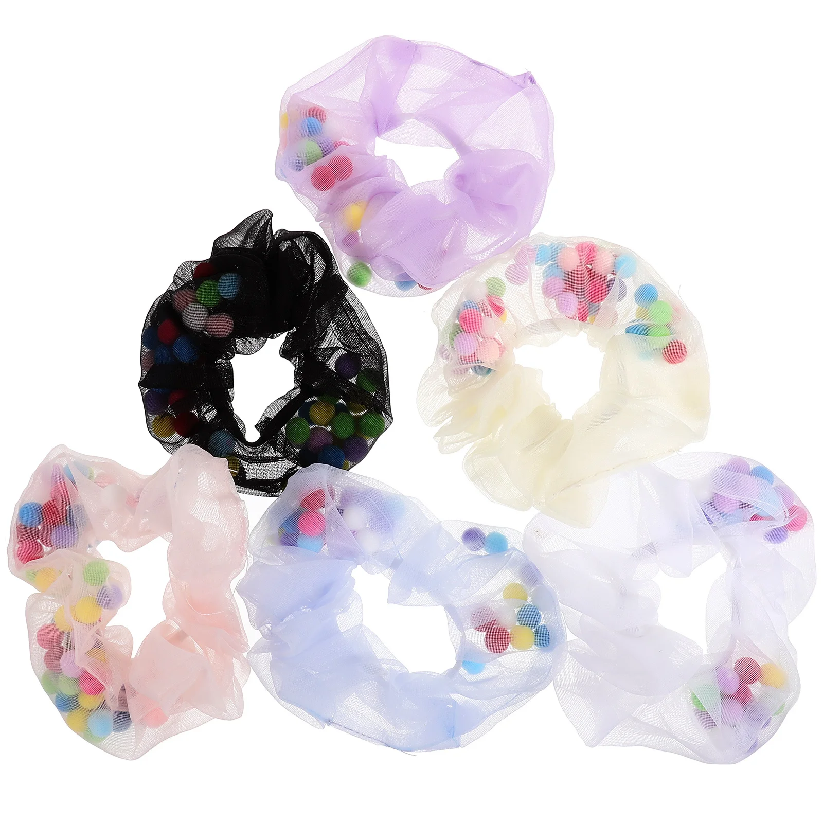 

6 Pcs Spherical Hair Circle Accessories Women's Ties Ponytail Holders Fabric Band Elastic Bands for