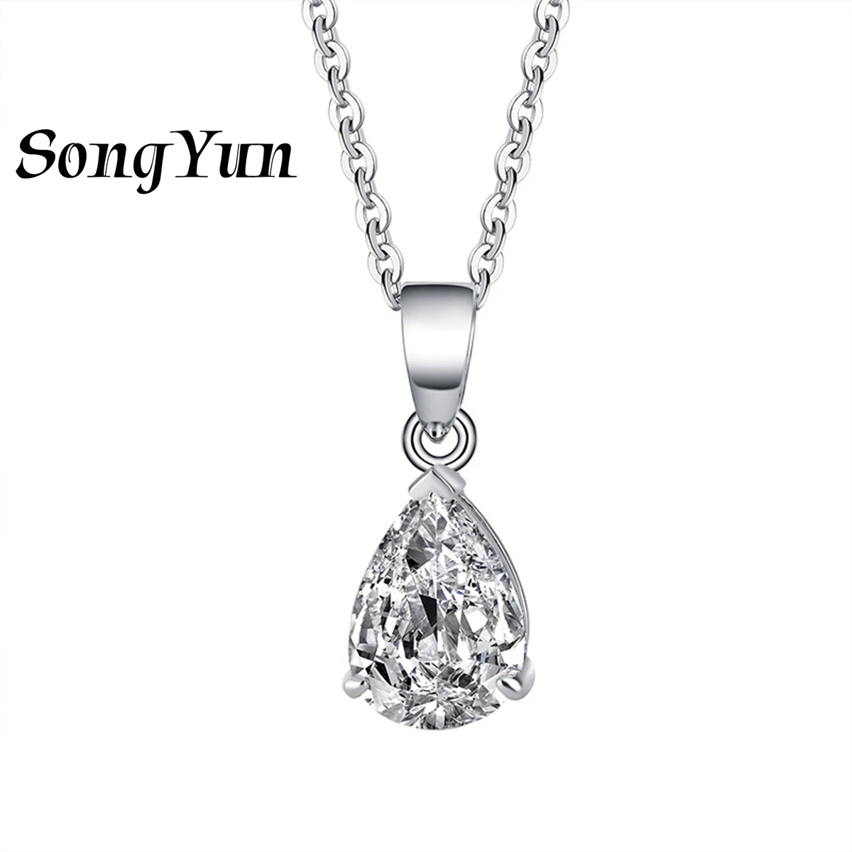 SongYun Brand Jewelry 925 Silver Chain Necklace Stunning Moissanite Chain Necklace Fashion for Women 18K Rose Gold GRA