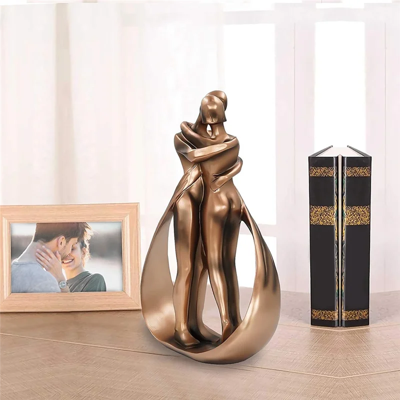

Affectionate Couples Embrace Kiss Romantic Couple Art Dancing Sculpture, Anniversary Wedding Statue Abstract Ornament-AT64