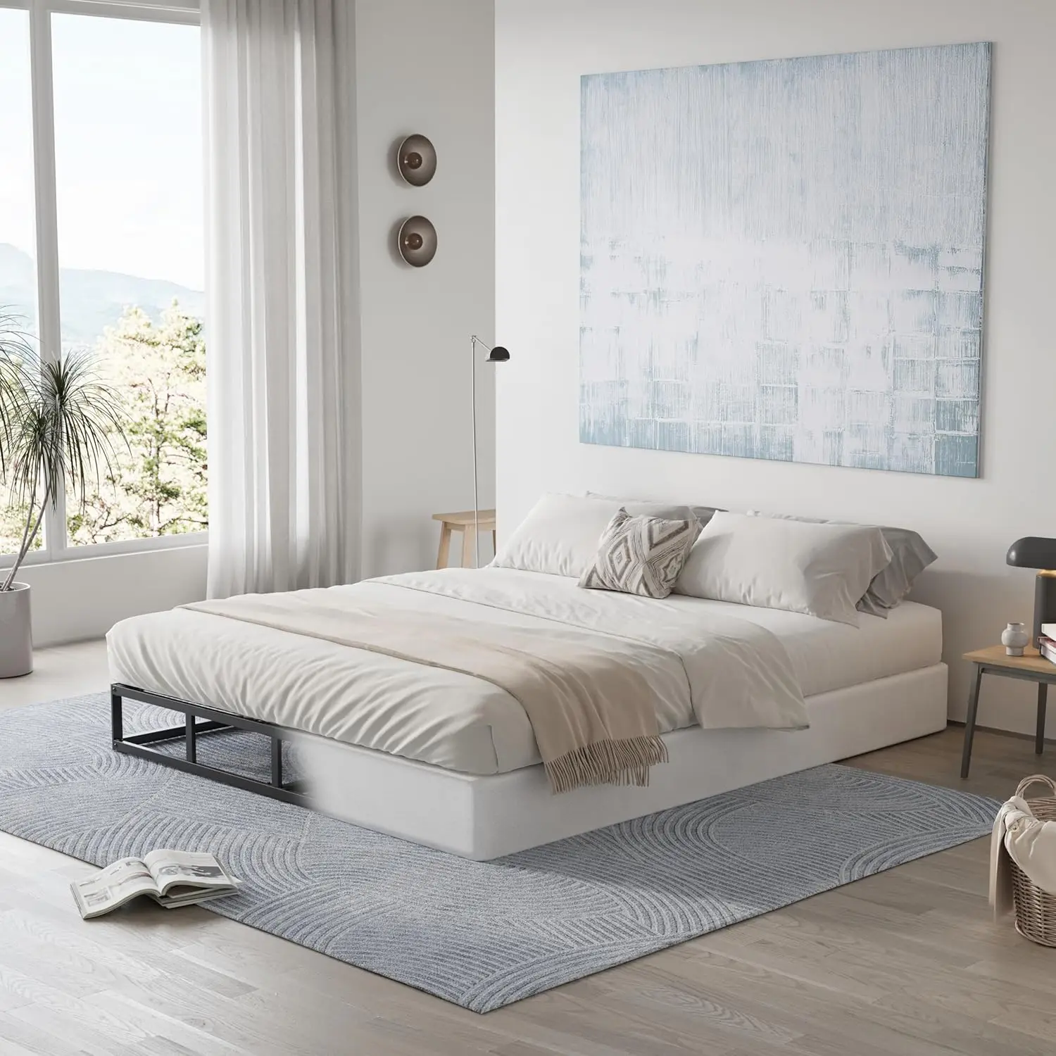 

King Box Spring, 5-H низкопрофильная Box Spring для двуспальной кровати, прочный матратный фундамент с металлическим каркасом, тихий, безшумный, простая сборка,