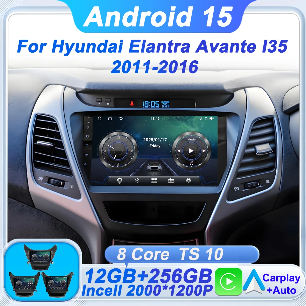

Stereo Head Unit For Hyundai Elantra Avante I35 2011-2016 Wireless Carplay Android Auto Radio Touch Screen GPS Navigation BT RDS
