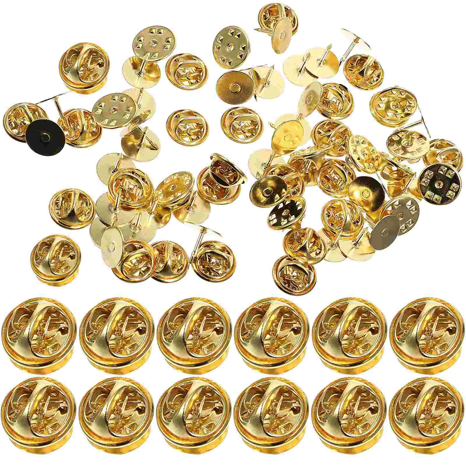 50 Sets Butterfly Needle Locking Locks Tag Tie Pin Silver Clutch Bag Backs Replacement Brass