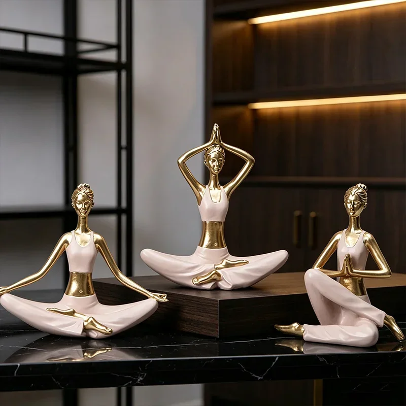 Yoga Figure Resin Figurine Relaxing Creative Handmade Unique Figures For Home Office Desk Tabletop Soft Furnishing Gift Decor