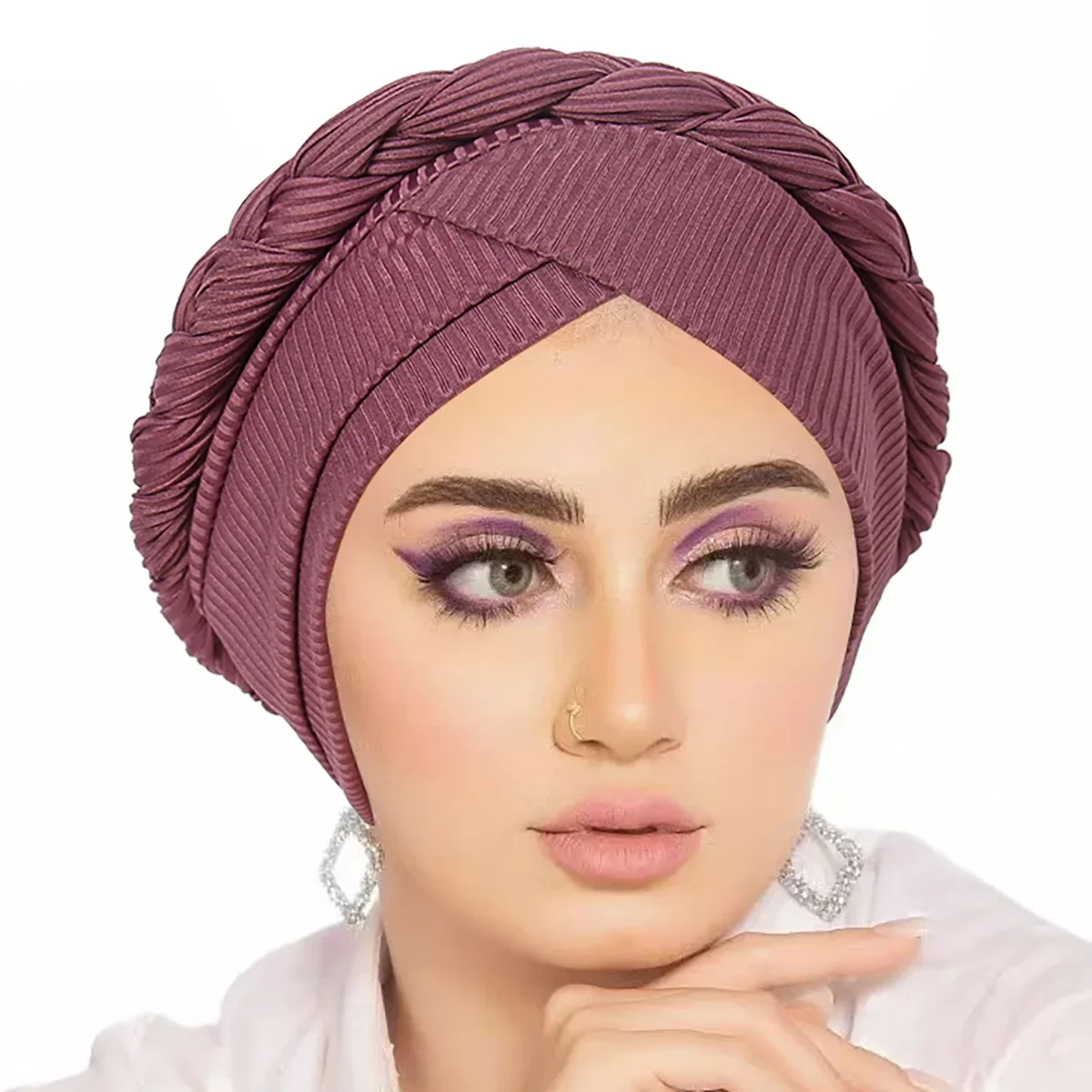 

Forehead Cross Turban Indian Hat Women Chemo Cap Braids Headscarf Muslim Hijab Bonnet Beanies Hair Loss Head Wrap Turbante Mujer