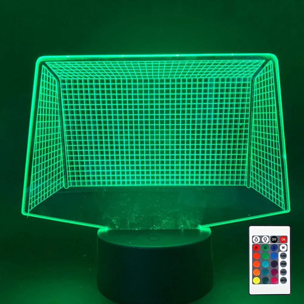 Creative 3D Night Light Football Soccer Net Atmosphere Desk Lamp with Remote Control，Bedroom, Office Decoration, Christmas Gift