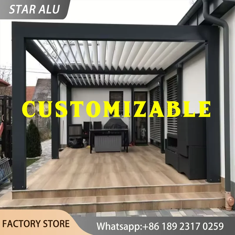 Extra Large Aluminum Pergola Louvered Roof Gazebo Canopy Heavy Duty Outdoor Patio Shelter Waterproof Sunshade Event Party Awning