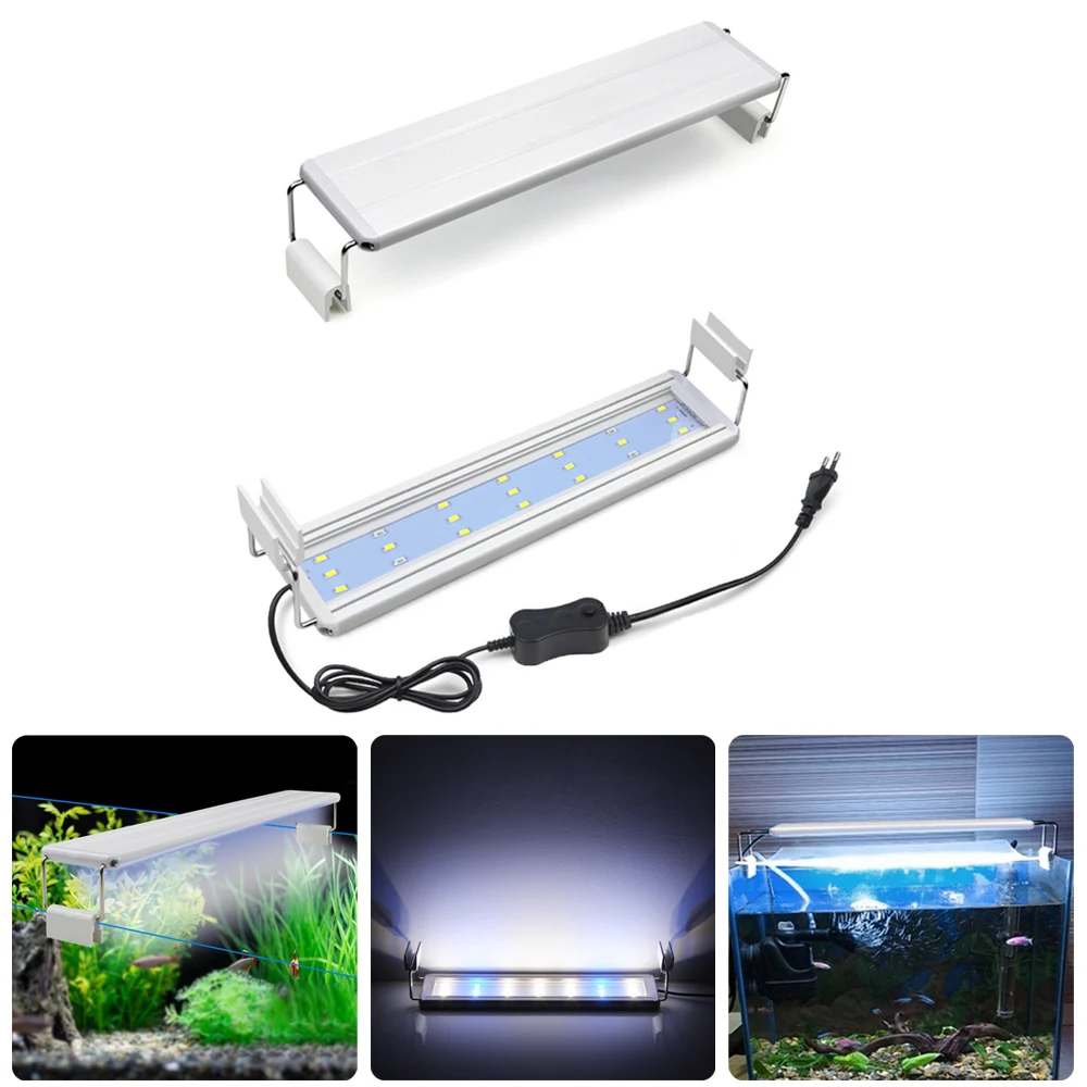 Super Slim LED Aquarium Lighting Aquatic Plant Light 18/28/38/48/58CM Extensible Clip Lamp Fish Tank Light 220V EU Power Plug