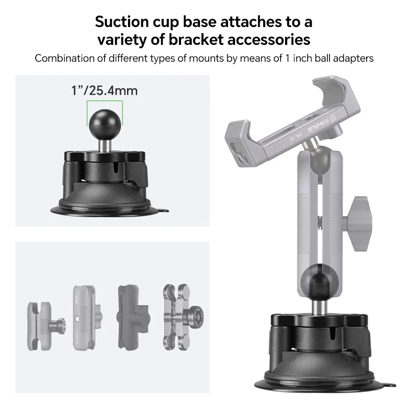 FANAUE Saugnapf-Handyhalterung fürs Auto mit Drehverschluss, 25mm Kugelkopf-Basis, stabile Windschutzscheibenmontage, geeignet für RAM – Detail 5