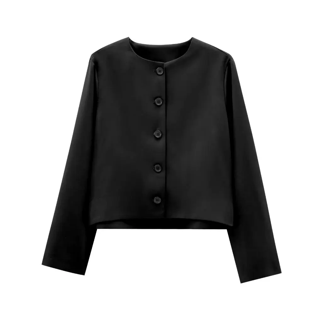 

Женский трикотажный кардиган с круглым вырезом, свободный пуловер, однотонная нишевая куртка в европейском и американском стиле на осень-зиму