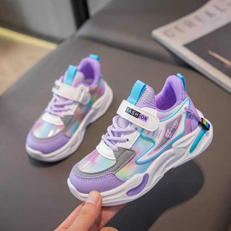 

Новые детские кроссовки для девочек, кроссовки с дышащей сеткой, легкая спортивная обувь на мягкой подошве для детей, прогулочный теннис