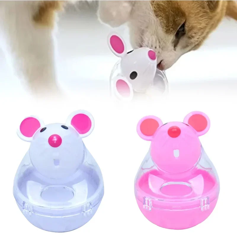 Mausbecher, Katzenspielzeug, langsames Essen, Leckage, interaktives Spielzeug für Kätzchen, sicheres Rollspielzeug aus Kunststoff, automatischer Katzenfutterspender