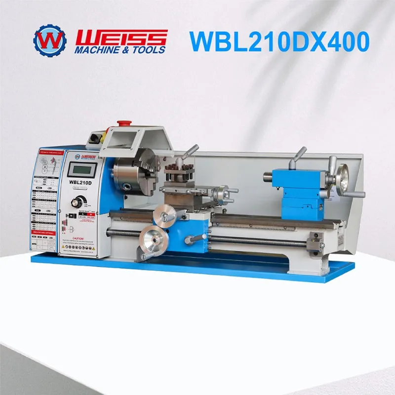 WEISS Metal Lathe WBL210D 400mm Spindle Bore 38mm 1100W BLDC Motor Variable Speed 2500rpm for Precision Metalworking