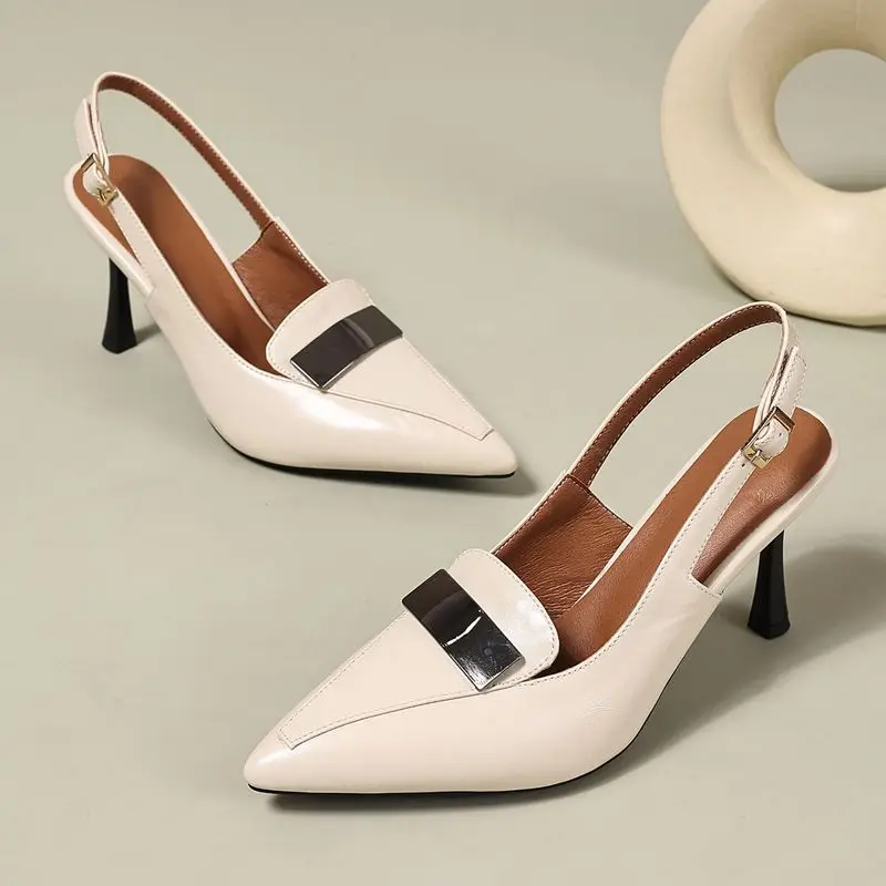 REAVE CAT Black Sexy Women Sandals Pointed Toe 8cm Stiletto Heel Back Buckle Strap Plus Size 42 43 44 45 Handmade Dating Shoes - view 6