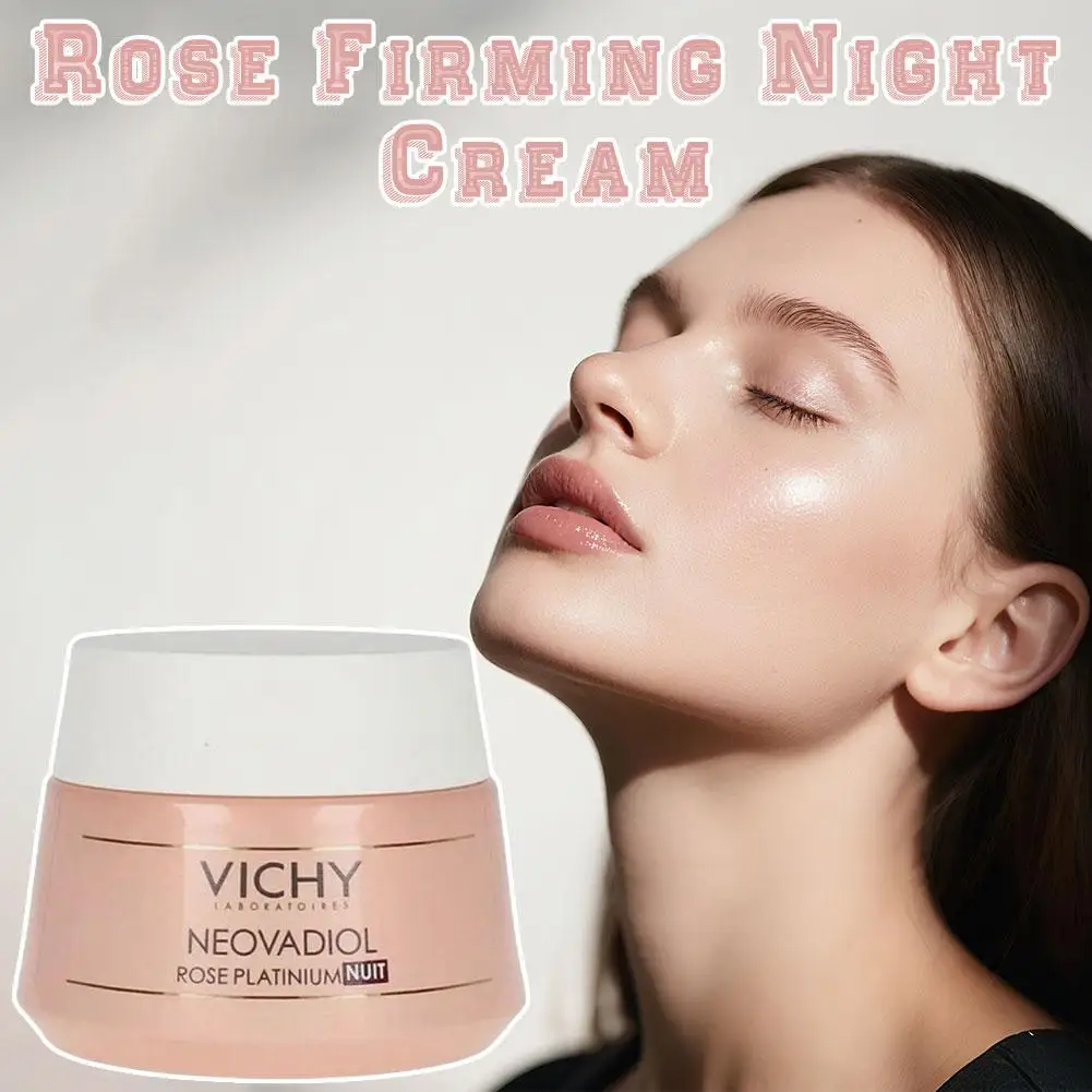 VICHY Crema de noche reafirmante de rosas que elimina los tonos amarillos, reafirmante antiarrugas, hidrata el uso para todo tipo de piel, 50ml