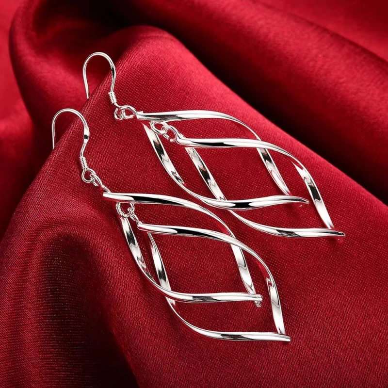Fine High Quality 925 Sterling Silver Earrings Fashion Jewelry Elegant Woman Earrings Hanging Drop Long Wedding Christmas Gifts