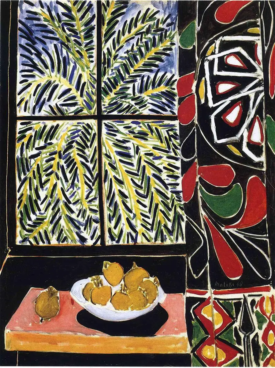 

100% handmade Abstract Flower famous oil painting on canvas wall art,Interior with Egyptian Curtain 1948 by Henri Matisse