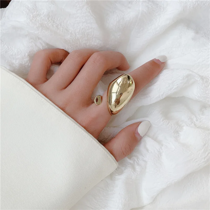 Silver Color Multilayer Big Rings for Women Girls Geometric Titanium Steel Irregular Chunky Rings Large Exaggerated Rings