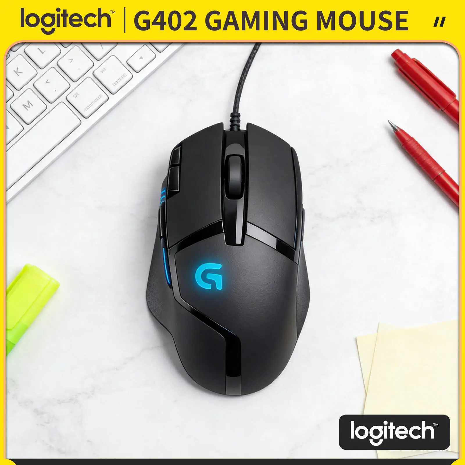 

Logitech G402 Wired Gaming Mouse 4000 DPI On-the-Fly Switch 8 Custom Buttons 32-Bit Processor 1ms Report Rate for Gamers