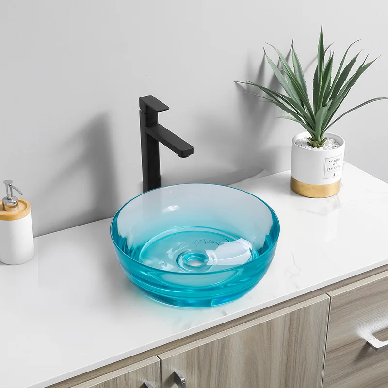 

Washing table basin Single hole resin washbasin Bathtub Transparent table basin Hotel homestay basin