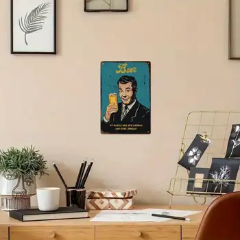 1個復古啤酒鐵皮招牌“它讓你搖擺起舞,感覺活力四射”,趣味牆飾,適用於家庭酒吧和廚房,8x12英寸/20x30厘米 10 最佳銷售 啤酒招牌 - №5