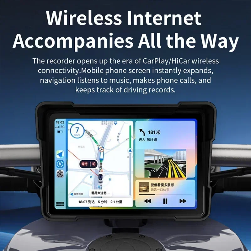 2026 Ihuella 5 Inch Display Waterproof Motorcycle Speedometers Android Auto Touch Screen Gps Navigator System Carplay Radio