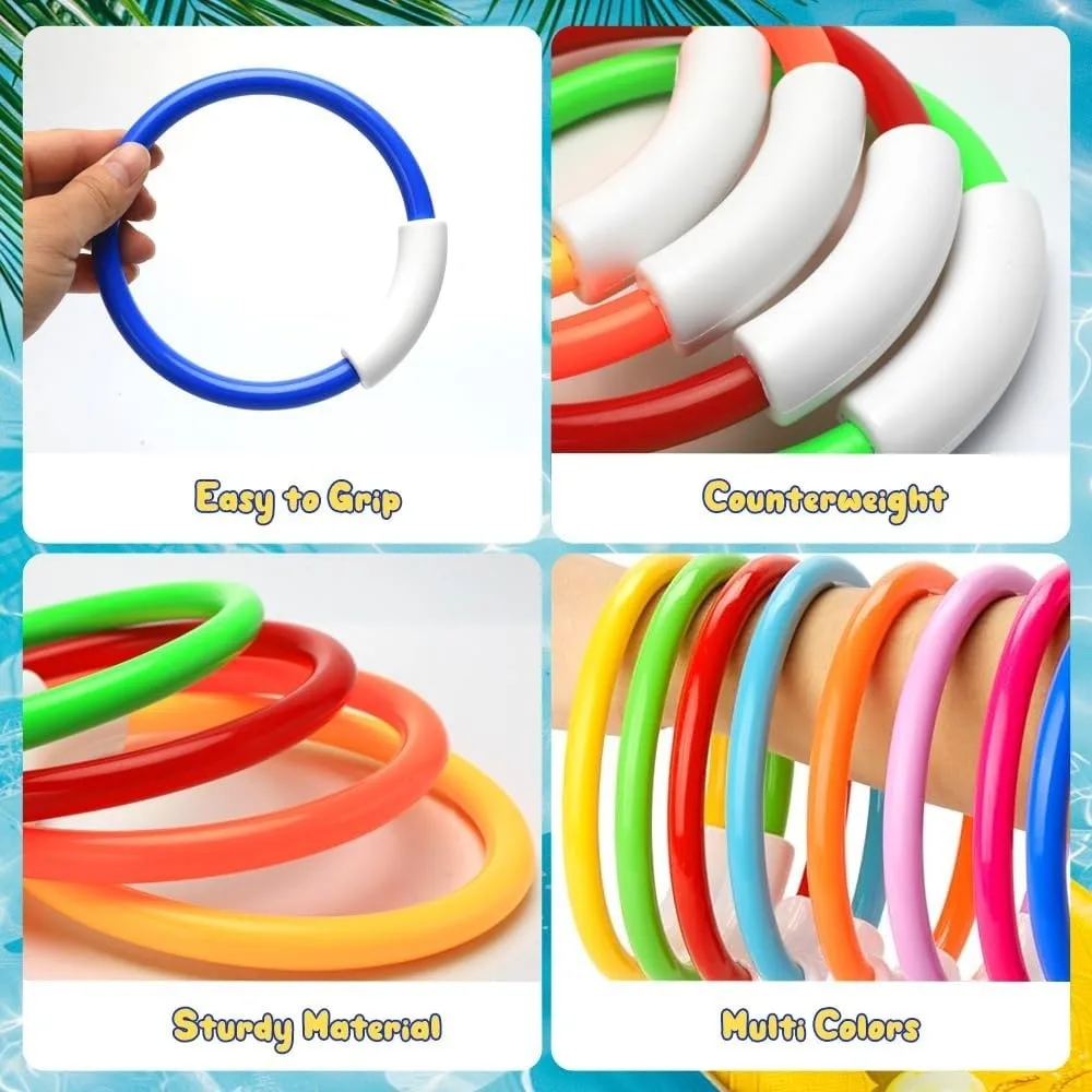 4pcs New Underwater Training Diving Ring Set Pool Rings Colorful Diving Pool Toys Plastic Swimming Pool Dive Toy Party