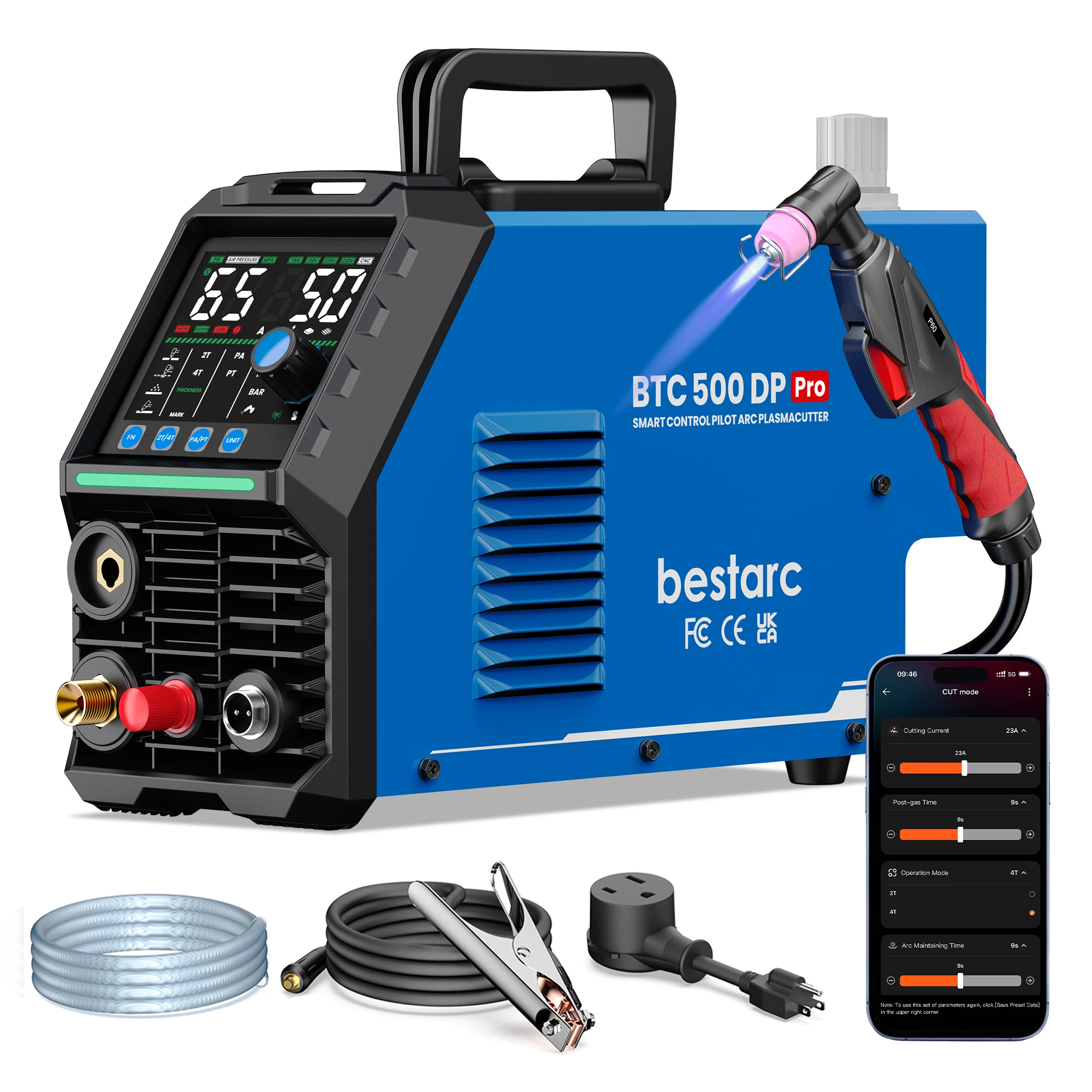 Bestarc Plasma Cutter 50A APP Control Pilot Arc Plasma Cutting Machine 110V/220V Dual Voltage Metal Cutter 2T/4T