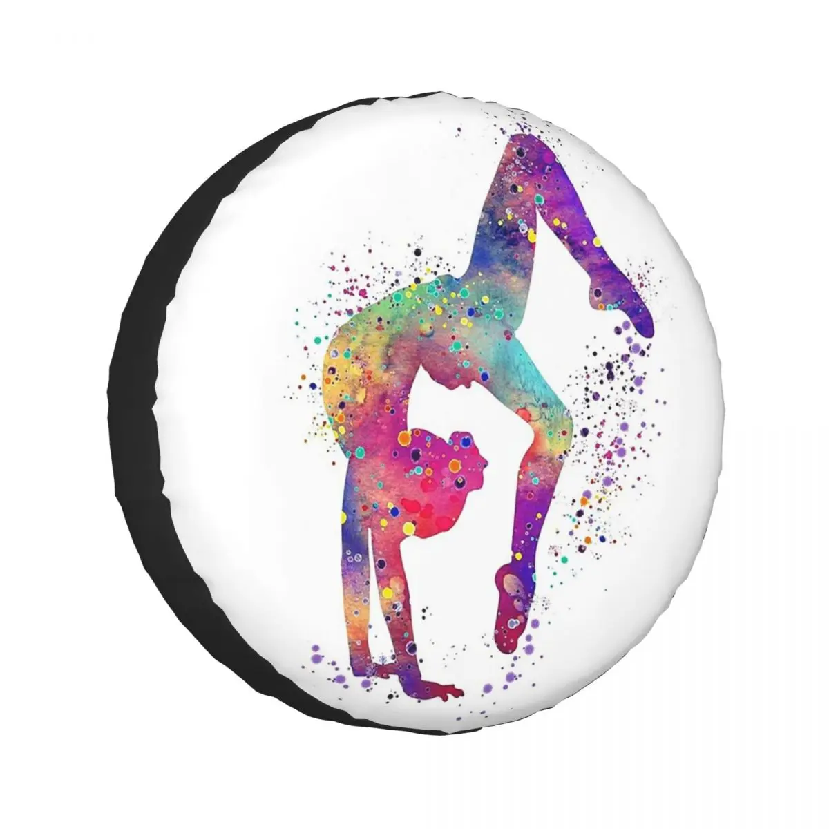 

Gymnastics Girl Tumbling Colorful Watercolor Spare Tire Cover for Car Trailer 4x4 Wheel Protector Covers 14" 15" 16" 17" Inch