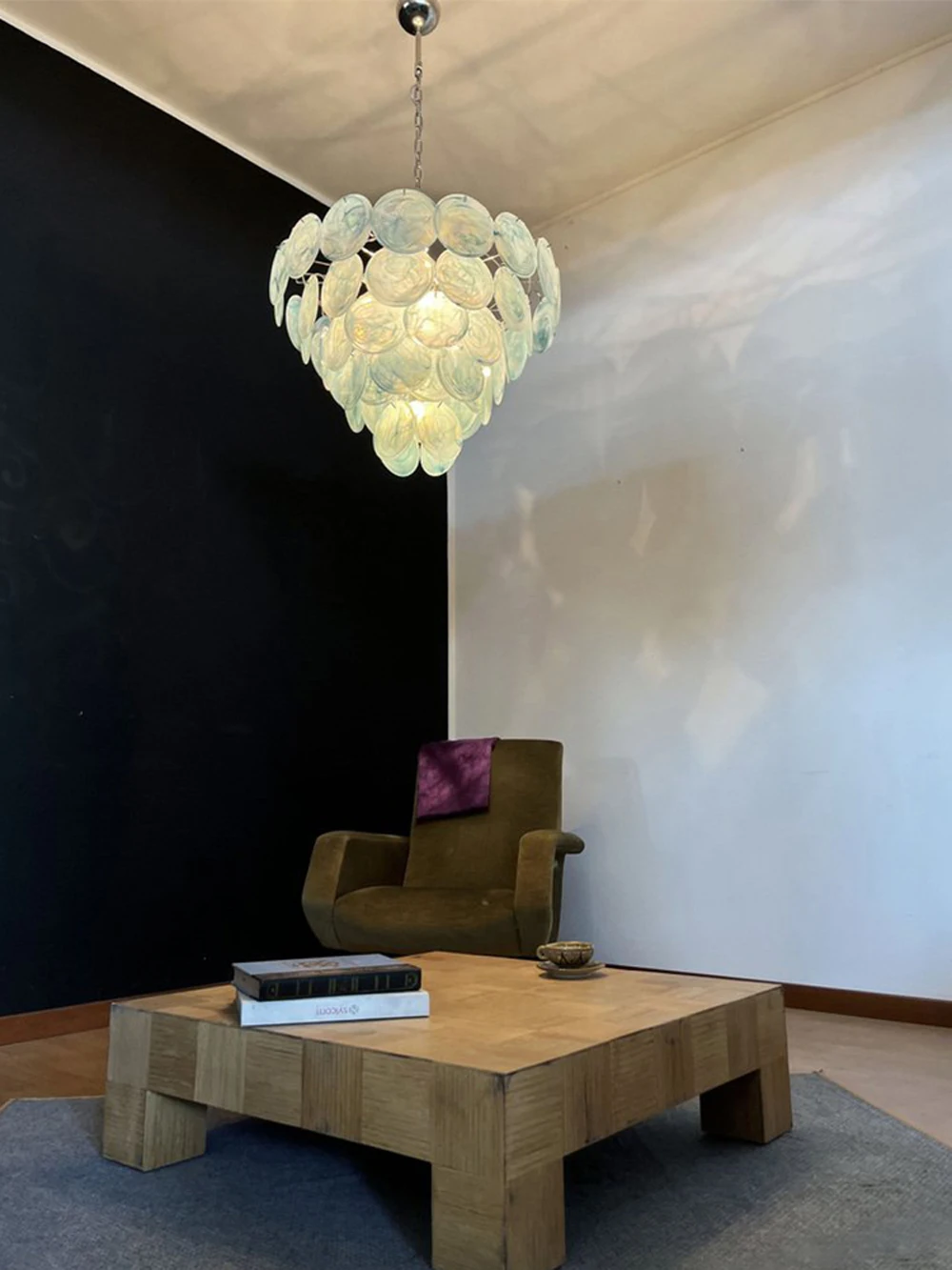 French Glass Art Dimmable LED Chandelier