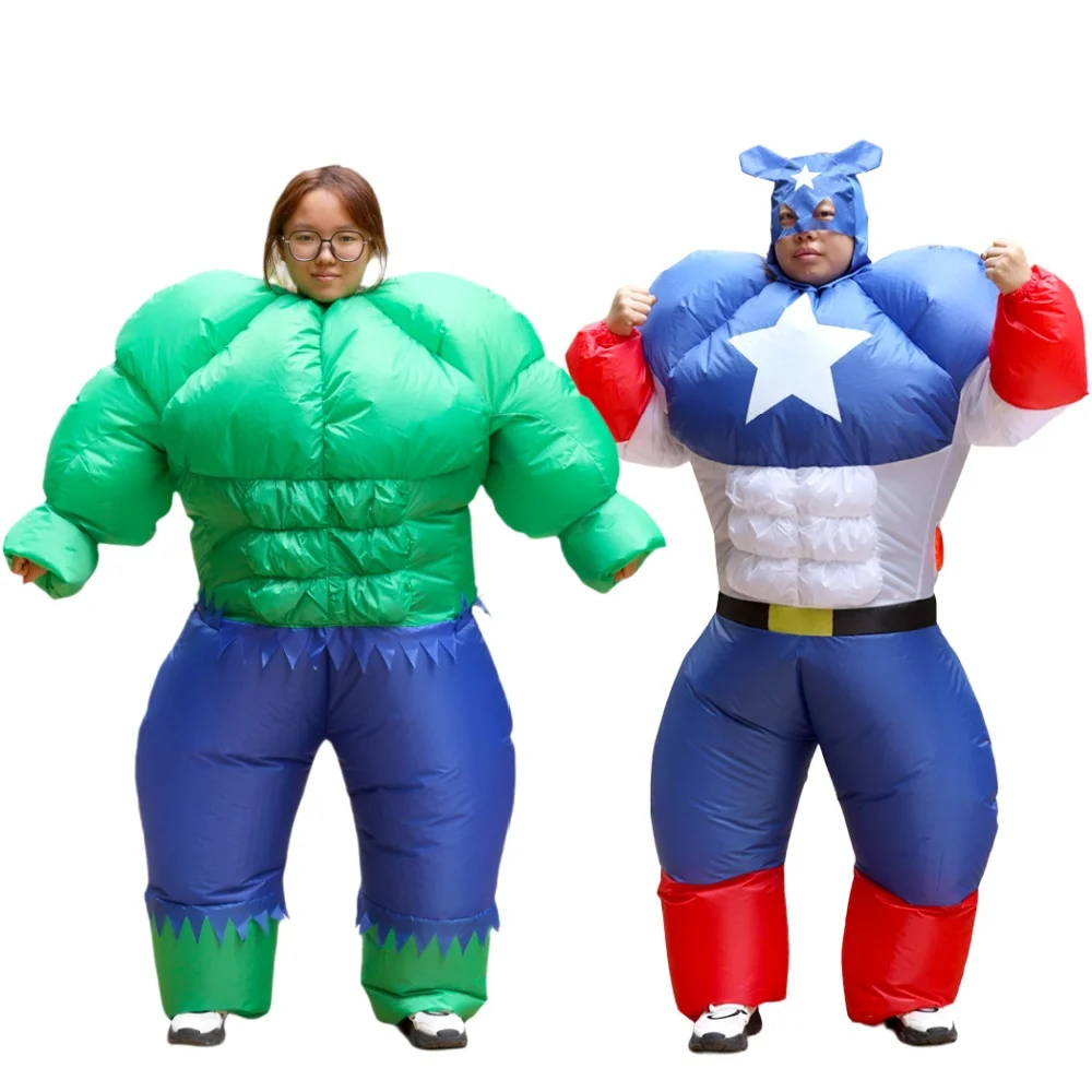 Costume gonflable pour adulte, style musculaire vert, équipe américaine, pour cosplay et performance scénique