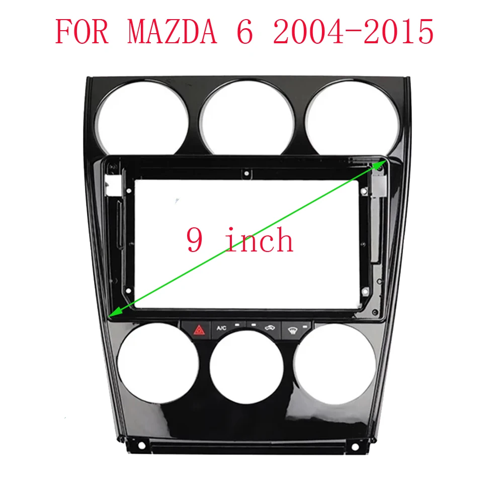 9 Inch Car Fascia For Mazda 6 2004-2015 Stereo Panel Dash  Double Din Frame Air Conditioning Work Built-in Canbus Power cable