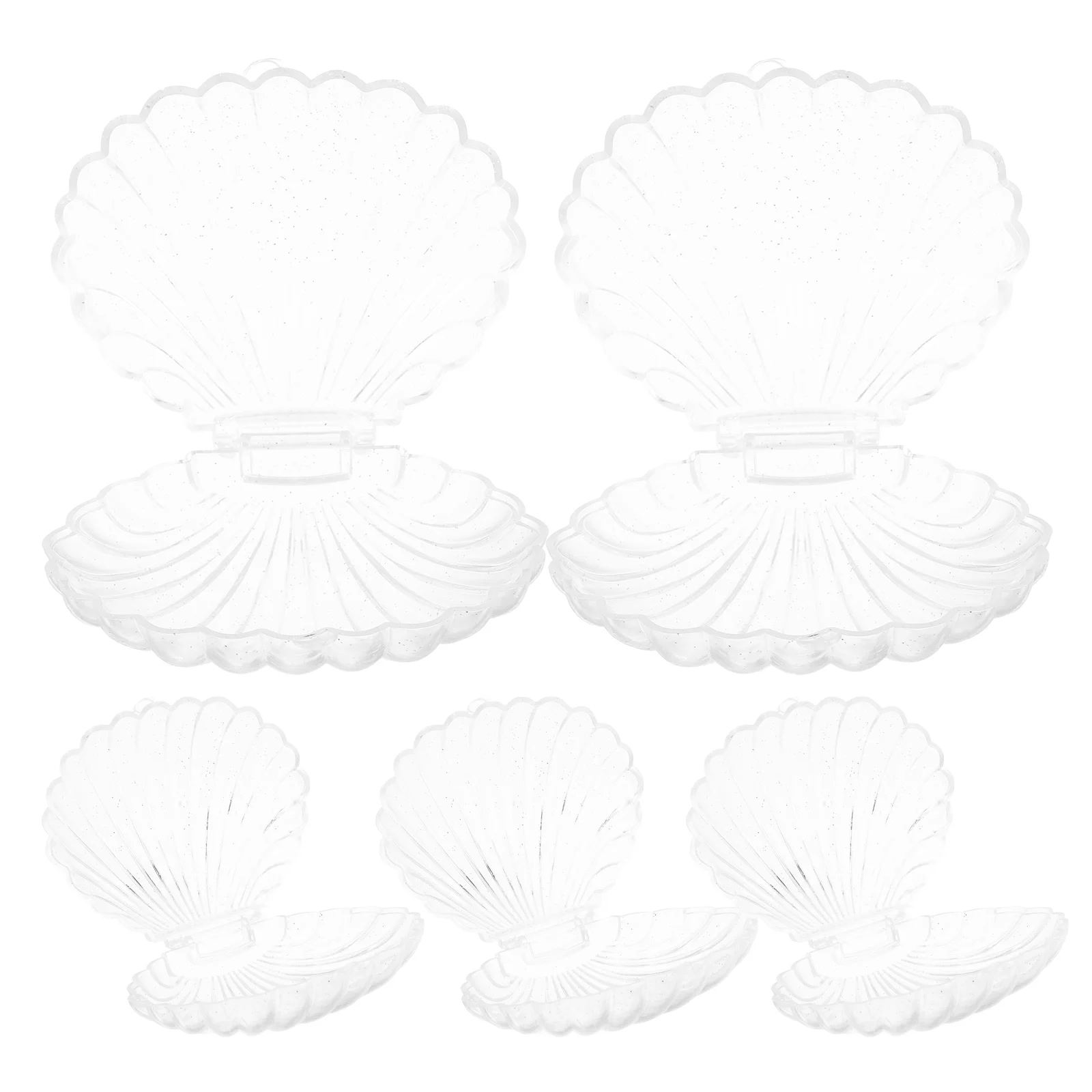 

5pcs Clear Seashell Storage Containers Glitter Finish Plastic Candy Boxes For Jewelry Mermaid Party Wedding Favors