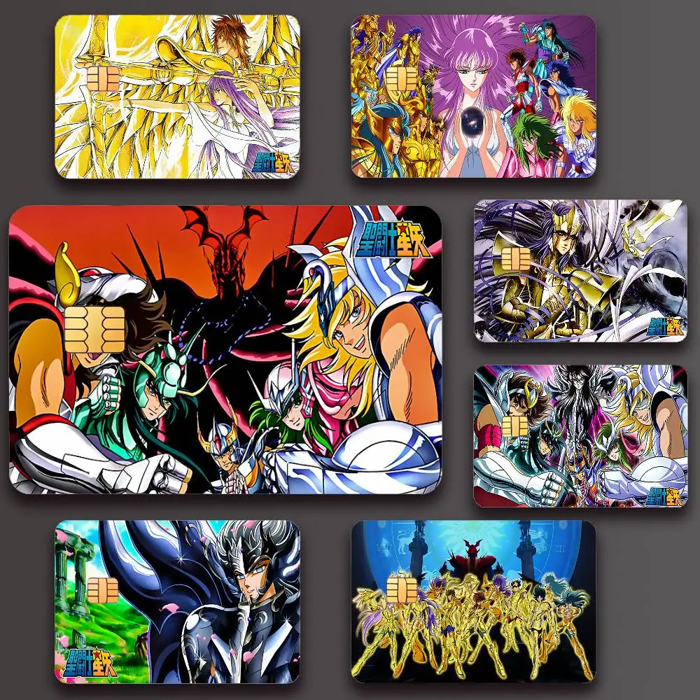 Anime Saint Seiya Poster Credit Skin Cover Card Stickers 4PCS Film Bus Pass Front Decoration Bank Debit Waterproof